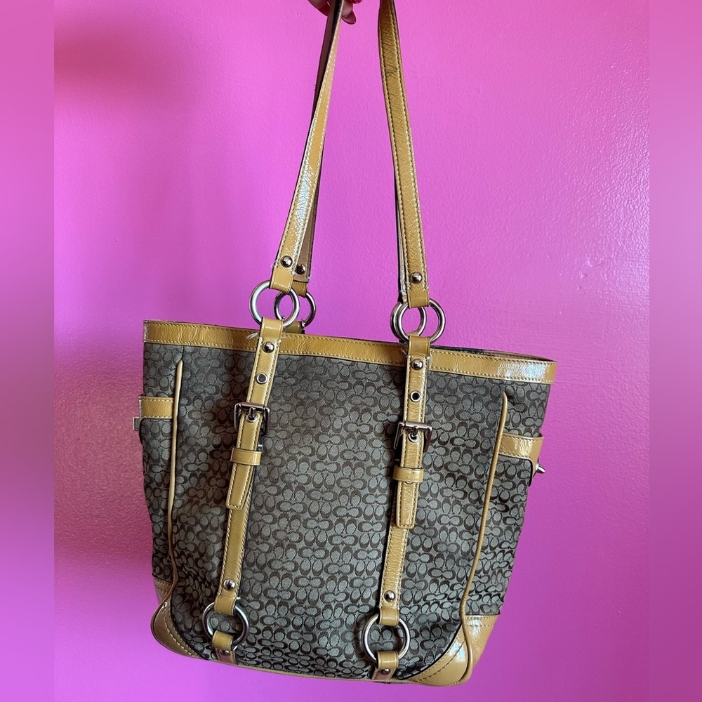 Y2K Coach Gallery Signature Jacquard Tote Bag - Picture 7 of 14
